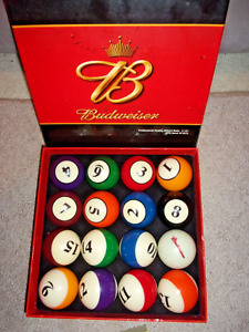 VINTAGE Budweiser Beer Pool Billiard Ball Set COMPLETE 2 1/4 INCH RARE!