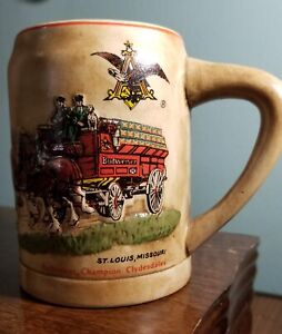 1980 Budweiser Holiday Stein CS-19 DOUBLE RARE x2!! GREEN CASES + RED & BLACK!!