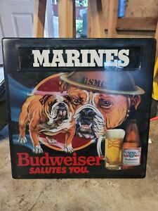 Vintage 1985 Budweiser Beer Light Sign Marines Bud Salute You Bulldog Mascot