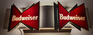 1958 Budweiser King of Beers Double Bowtie Lighted Sign Anheuser Busch 32