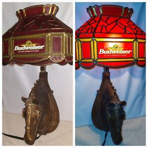 *RARE* Vtg. Budweiser Clydesdale Horse Light Up Wall Sconce Anheuser-Busch Beer