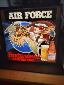 NEW VTG BUDWEISER BUD BEER US AIR FORCE FALCON IN MOTION USAF BAR LIGHT PUB SIGN