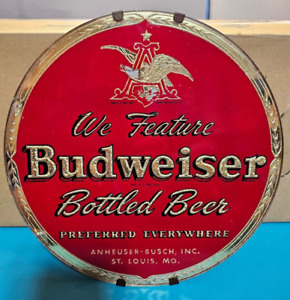 New ListingWE FEATURE BUDWEISER BOTTLED BEER REVERSE PAINTED SIGN 10.5