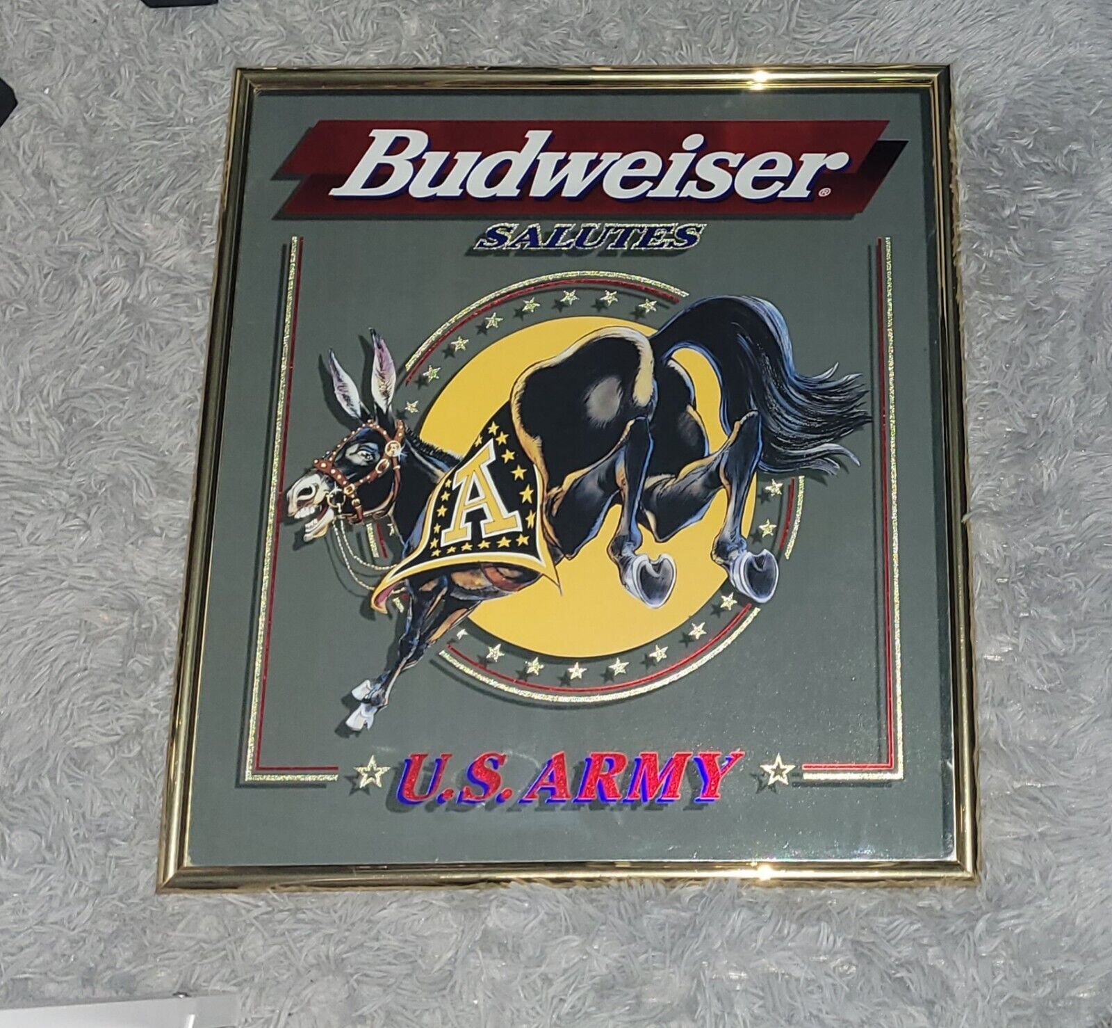 Rare! 1998 BUDWEISER SALUTES U.S. ARMY MIRROR 23x21 in Bar Display