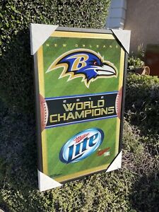 Miller Lite Baltimore Ravens 2012 World Champs Beer Bar Mirror Man Cave Pub