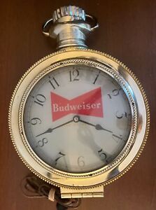 VINTAGE Budweiser Lighted Pocket Watch Clock (Non-Rotating)