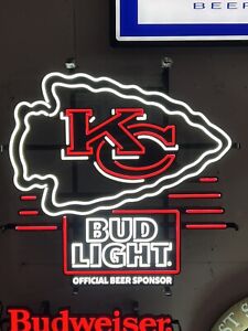 BUD LIGHT KANSAS CITY CHIEFS LED BEER BAR SIGN Bright and Heavy NFL Budweiser!