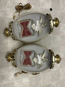 Vintage 1964 Budweiser Beer Pair Wall Sconces Lights Original Working Signs