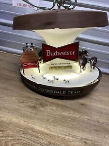 Damaged Budweiser Beer Carousel Clydesdale Parade Hanging Light Sign Powers On