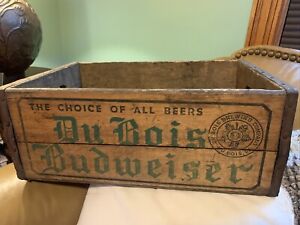 RARE DUBOIS BUDWEISER BEER CRATE WOOD WOODEN DUBOIS BREWING DUBOIS PA 20x13X8”