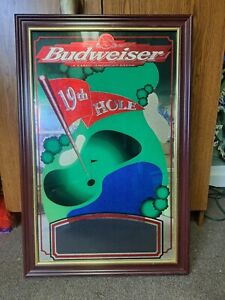 Budweiser 19th Hole Bar Mirror, RARE, Golf Club Man Cave Decor, Vintage