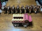 Vtg Budweiser Clydesdale Poppytrail by Metlox Ceramic Wagon and Eight Horse Rare