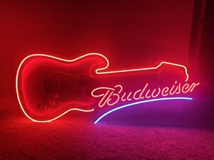 Budweiser Limited Edition Electric Guitar Neon Sign Rare King Of Neons Original