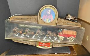 Vintage Budweiser Champion Clydesdale Horse Team Hanging Light Bar Sign 34x20in