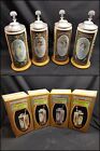 4 Ceramarte ANHEUSER-BUSCH Malt-Nutrine 1906 Calendar Series Beer Steins w/Boxes