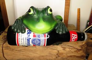 Very Nice Vintage Budweiser Beer Frog Light Sign w/ Sound 1996 Works As Should