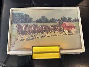 VINTAGE 1950''s BUDWEISER STAGE COACH CLYDESDALE HORSE LIGHTED SIGN BEER #1