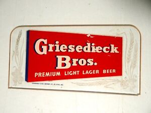 Vtg Griesedieck Bros Beer Reverse Painted Etched Glass Part For Lighted Sign