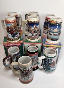 Lot 10 Budweiser Beer Steins Winter Christmas Holiday Clydesdale Special Edition