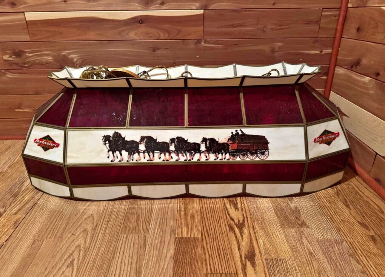 Budweiser Clydesdale Stained Glass Pool Table Light