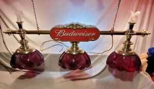 Vtg Budweiser Pool Table Light Double Sided Logo Eagles Union Made In USA Read