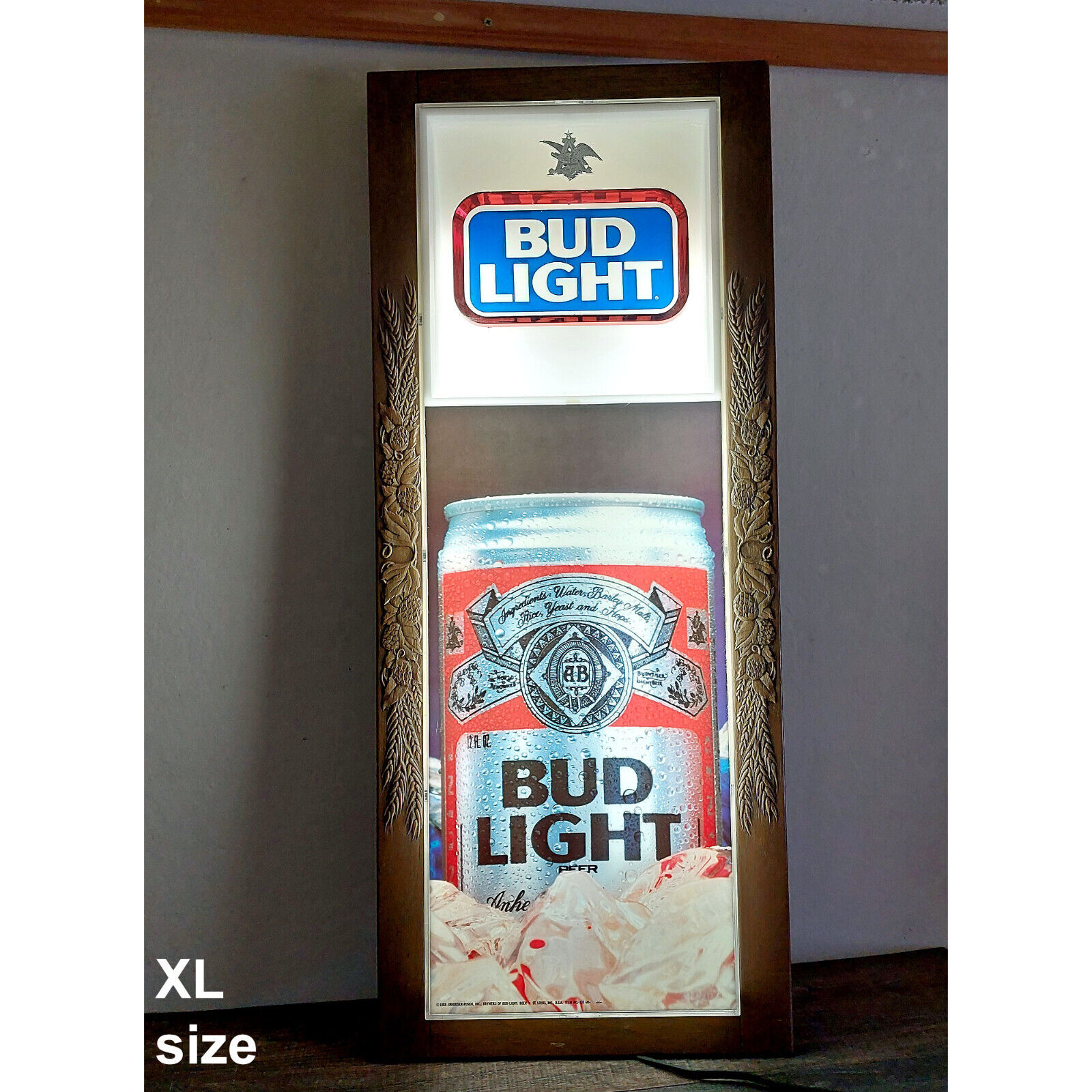 XL Vintage Budweiser Bud Light Light Sign- wall lamp 70s 80s bar brewery tavern