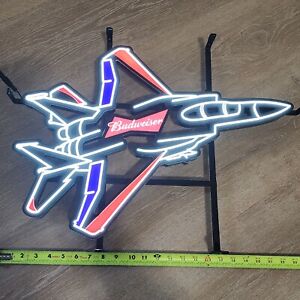 BUDWEISER BEER LED BAR SIGN MAN CAVE AIRPLANE FIGHTER JET PLANE LED SIGN