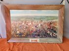 W•Vintage Anheuser Busch Framed CUSTER'S LAST FIGHT Stand Poster Sign