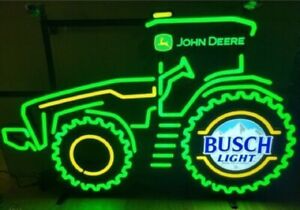 John Deere Busch Light beer LED farm tractor sign anheuser busch bar new