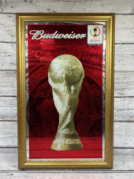 2002 Budweiser Fifa World Cup Korea Japan RARE Official Beer Hanging Mirror Sign