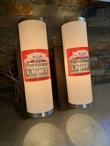 2 VINTAGE BUDWEISER LIGHT WALL LIGHTED LAMP 1982