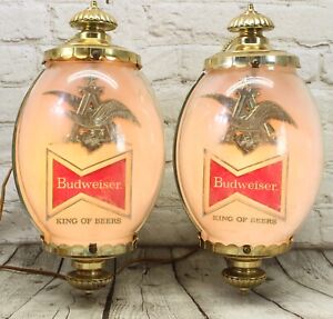 Vintage Budweiser King of Beers Wall Sconce Bar Light Pair Working