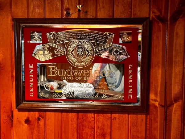 Vintage Budweiser Lager Beer Anhauser Busch Mirror Bar Sign See Pics 26" x 18"
