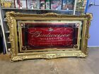 Budweiser Millennium Gold Framed Mirrored Advertising Sign HUGE