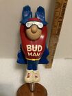 VINTAGE BUDWEISER BUDMAN BEER BELLIED SUPERHERO draft beer tap handle. USA