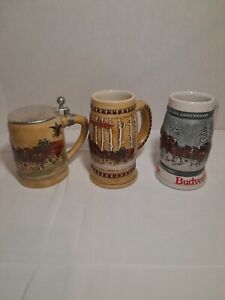 Budweiser Holiday Beer Steins 1980 1981 1982