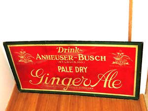 Original Anheuser Busch GINGER ALE Budweiser Beer Sign Prohibition Era SCARCE