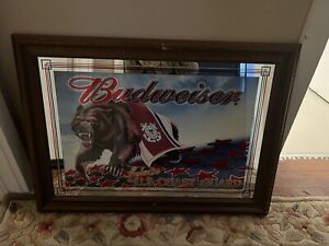 Budweiser Salutes U.S. Coast Guard Bear Beer Mirror Sign Rare Military W Patch