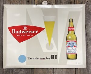 NOS Vintage 60s/70s TOC Budweiser Lager Beer ‘Those Who Know’ Advertising Sign