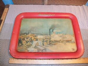 1930's ANHEUSER-BUSCH BUDWEISER Metal Bar Serving Tray -St. Louis In Early 1870s