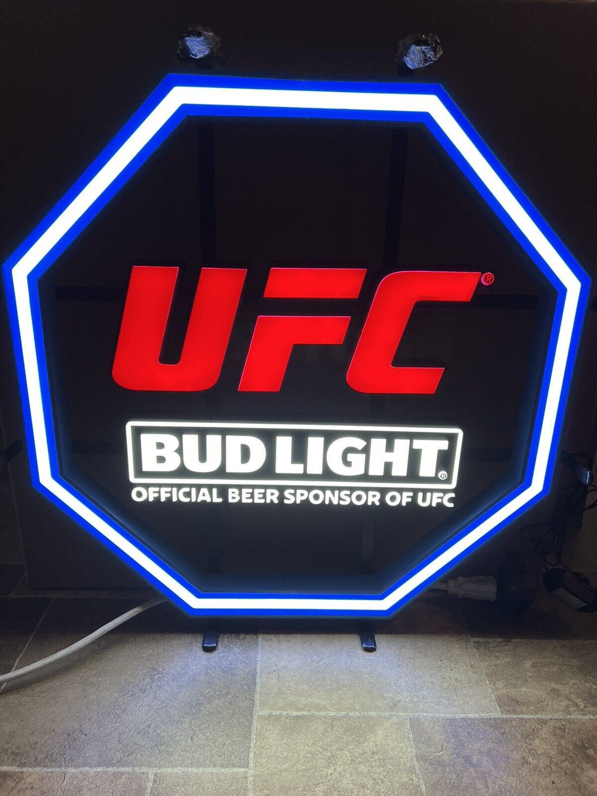 Bud Light Beer UFC MMA Octagon Light Up LED Sign Game Room Man Cave Bar Pub NEW