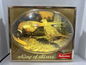 Vintage 60s Budweiser King of Beers Lighted Bubble Dome Pheasant Sign - CLEAN!