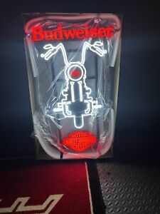 BUDWEISER HARLEY-DAVIDSON MOTORCYCLE LED BEER BAR SIGN MAN CAVE LIGHT