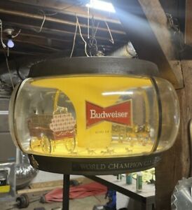 1960s Original Rare Budweiser Team Clydesdale Working Spinning Light Up Globe