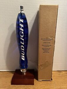 BOX OF 23 BUD LIGHT BEER BLUE CLEAR LUCITE TAP HANDLE GAME ROOM MAN CAVE PUB NEW