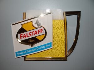 Clean & Shiny 1960s Vtg Falstaff Beer Bar Sign St Louis MO Foamy Mug Price Bros