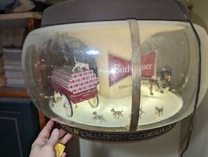 Vintage Budweiser Lighted World Champion Clydesdale Team Carousel Globe Light.