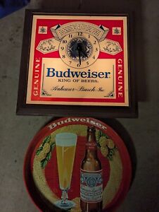 Vintage 1945 Canco Budweiser Lager Preferred Everywhere Beer Tray & Clock