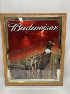 Vtg 2000 LARGE BUDWEISER BEER PHEASANT MIRROR SIGN - 33