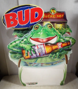 Vintage 1995 Budweiser Beer Cardboard Motion Motorized Frogs Display Sign Works